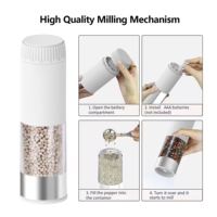 Molino Eléctrico Comercial Automático Premium para Sal y Pimienta, Juego de Molinillos Industriales Vacíos de 100 ml, Máquina Electrónica Portátil Ajustable