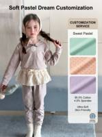 Ensemble de vêtements de maison pour enfants unisexe, 95,5% coton, 4,5% élasthanne, couleur unie, manches longues, pyjama d'automne et d'hiver en stock
