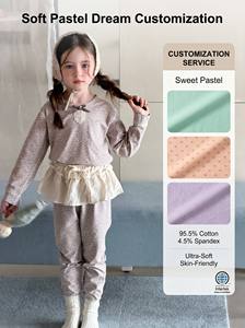 Set <span class=keywords><strong>Pigiama</strong></span> Unisex per Bambini 95,5% Cotone 4,5% Spandex Autunno Inverno Tinta Unita Maniche Lunghe Disponibile - Product Image 2