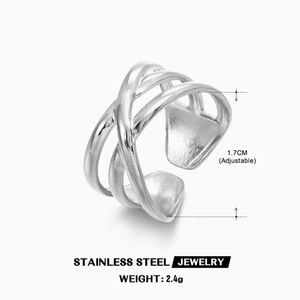 Minimalist Personalized Gold Silver Lines Cross <b>Ring</b> <b>Adjustable</b> Stainless Steel Jewelry for Women Dainty Trendy Engagement - Product Image 6