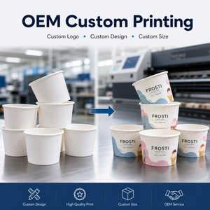 Wholesale <b>Disposable</b> Single Wall Greaseproof Food Grade Ice Cream Paper <b>Cups</b> Custom Logo for Dessert Shops - Product Image 5