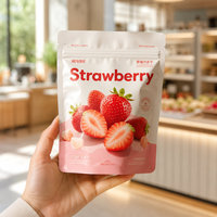 Op maat gemaakte full colour bedrukte staande ritssluitende zak van herbruikbaar plastic voor verpakking van gevriesdroogde aardbeienfruit snacks
