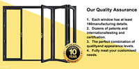 Porte pliante moderne en aluminium de qualité commerciale, finition élégante, double vitrage, pour entrée extérieure d'appartement