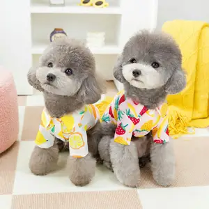 Spring And Summer Pet Clothing Fruit Print Dog And Cat Clothes Thin Lemon Watermelon Strawberry Cherry Print Shirt Pet Clothing