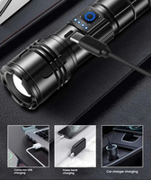 Lampe tactique rechargeable à LED en alliage d'aluminium, mise au point réglable, étanche IP65, portée du faisceau de 3000 m, CRI élevé 90, batterie au lithium