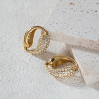 Dazan Autumn18k Plaqué Or Hypoallergénique En Acier Inoxydable De Haute Qualité Boho Tai Chi Fil Ailes D'ange Iced Out Zircon Boucles D'oreilles