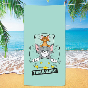 ผ้าเช็ดตัวชายหาดไมโครไฟเบอร์พิมพ์ลายการ์ตูนน่ารัก ลายแมวและหนู ซับน้ำเร็ว แห้งไว ไม่ติดทราย ขายส่งจำนวนมาก - Product Image 5