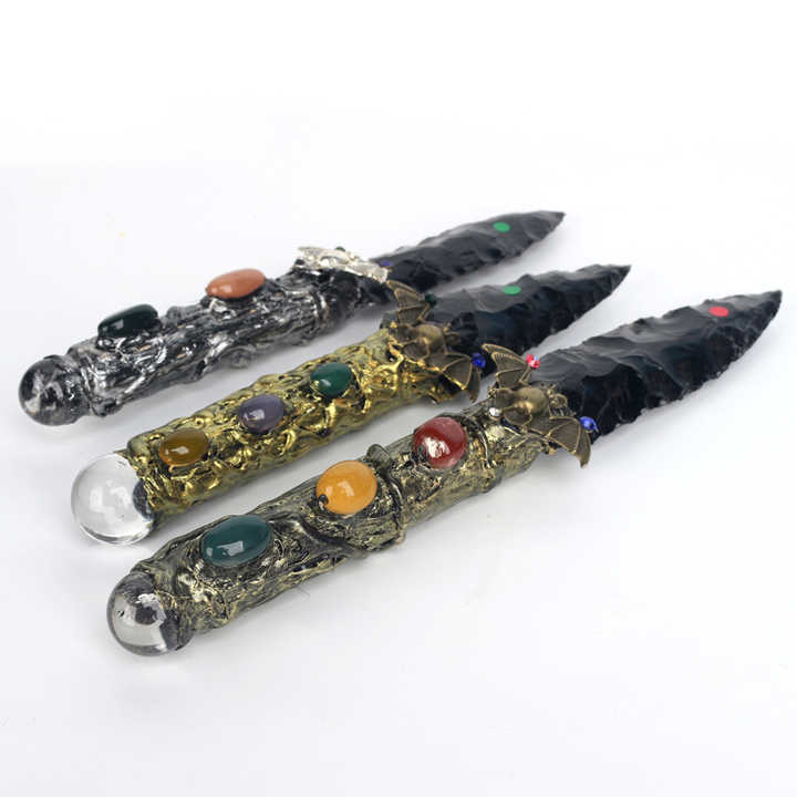 Wholesale Crystal Handicrafts Crystal Dagger Obsidian Knife for ...