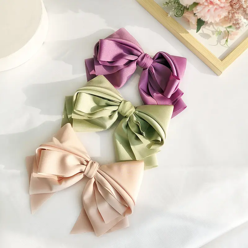 New Spring Color Hair Bow for Women Muti -Layer Fabric Bow Hair Clip for Women Bows Hair Accessories