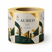 Étiquettes personnalisées pour gin, impression dorée métallisée, résistantes à l'alcool et à l'humidité, pour bouteilles de vin, en papier texturé