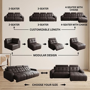 Sofá Cama Seccional Eléctrico Moderno, Juego de Tres Plazas en Cuero Genuino, Patas de Acero Inoxidable, Fácil Instalación - Product Image 6