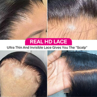 Perruques en cheveux humains vietnamiens doublement tirés, densité 300, perruque frontale en dentelle HD, perruque courte droite SDD pour femmes noires
