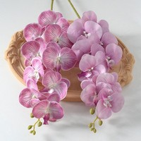Fleur d'orchidée artificielle au toucher réel Phalaenopsis pour la décoration de la maison et des mariages, 9 têtes, fleur d'orchidée en latex au toucher réel