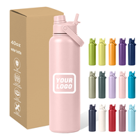 Tutup Bebas BPA 40oz Kapasitas Besar Botol Air Vakum Tahan Gores untuk Luar Ruangan Botol Termal Stainless Steel Tutup 2 in 1 Tumbler