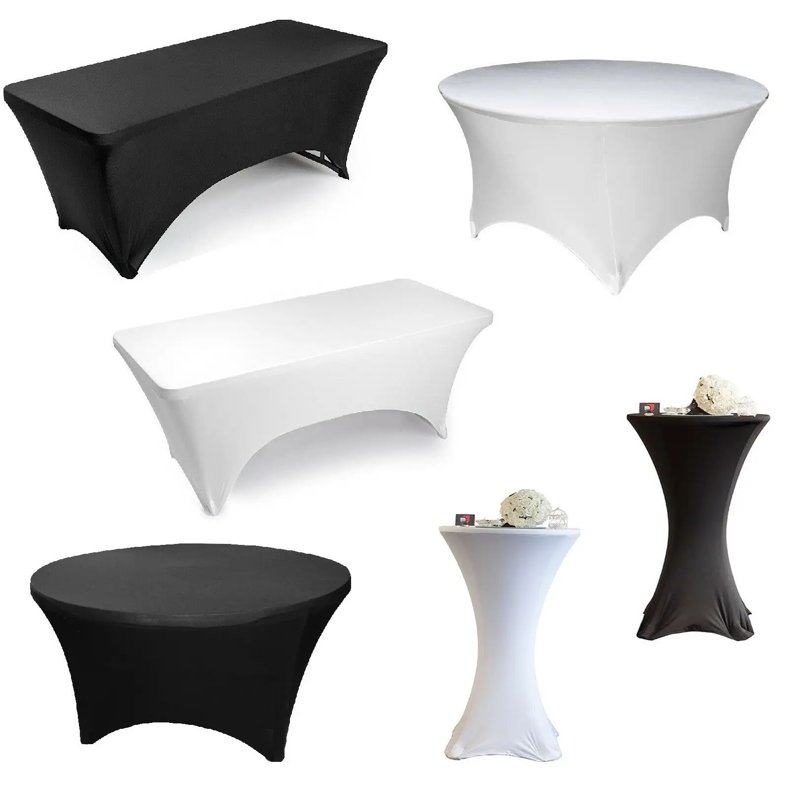 Couverture de Table ronde et rectangulaire en Spandex, nappe extensible pour fête de mariage, vente en gros, qualité supérieure