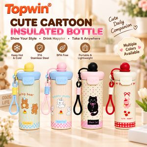600ml Cute Cartoon Stainless Steel Vacuum Insulated <b>Water</b> <b>Bottle</b> with Straw PortableLeakproof Kids Student Drinking Cup with Car - Product Image 1