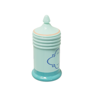 Logo personnalisé fait à la main vintage grand pot de stockage en céramique bleu vert porcelaine pharmacie apothicaire réactif temple pots avec couvercle