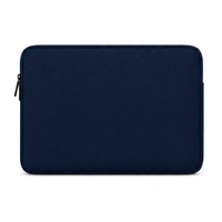 Housse d'ordinateur portable en jute durable et portable, 15,6 pouces, bleu marine, avec fermeture éclair, style simple