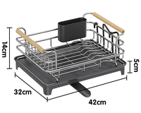 Égouttoir à vaisselle télescopique en acier inoxydable en gros, 5 zones, support pour bols, assiettes et ustensiles de cuisine, OEM ODM, logo personnalisé