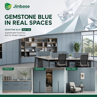 Panneau MDF en placage de bois mélaminé bleu Jinbase personnalisé avec pierres précieuses - Design moderne, écologique, résistant à l'humidité, à l'eau et au feu, première qualité