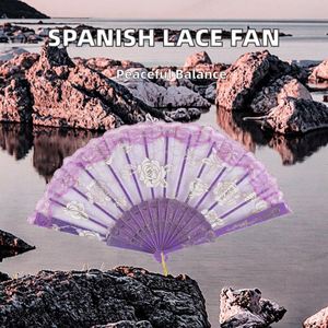 Abanicos Plegables Españoles de Plástico con Encaje Floral, Diseño Nuevo, Venta al Por Mayor, Artesanías de Bambú Plegables para Bodas y Eventos - Product Image 3