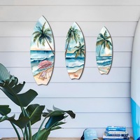 Planches de surf d'été Tentures murales en bois Pédales de plage océanique Décorations murales