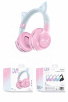 Casque sans fil pliable BT612 avec oreilles de chat mignonnes, LED à dégradé de couleurs, casque de jeu avec micro, style dessin animé