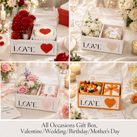 Boîte cadeau écologique en PVC transparent avec poignée, 2 compartiments, pour fleurs, gâteaux, emballages alimentaires - Pliable, pour la Saint-Valentin, les mariages, la fête des mères