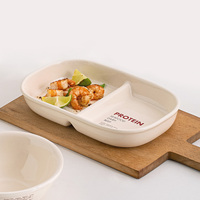 Assiette à dîner en céramique durable, assiette à petit-déjeuner divisée, réutilisable, plateau à 2 compartiments pour restaurant