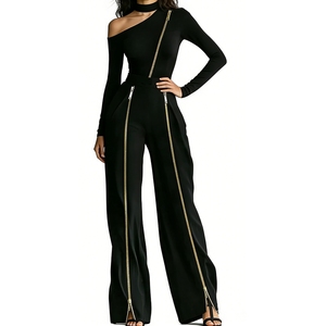 Conjunto de 2 Piezas para <span class=keywords><strong>Mujer</strong></span>: Top Asimétrico de Un Hombro con Cuello Choker y Pantalones Anchos con Detalle de Cremallera, Moda Sehe - Product Image 6