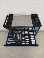 Chariot à outils roulant bleu à 7 tiroirs, ensemble d'outils à main de 258 pièces, acier SPCC robuste, serrure à clé, rangement pour garage et atelier