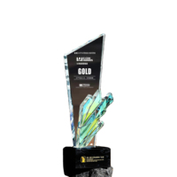 Trophée en marbre éco-responsable, trophée triangulaire en cristal de couleur irrégulière, gravure laser personnalisée, cadeau créatif moderne