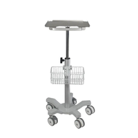 Chariot ECG réglable en hauteur en alliage d'aluminium avec panier de rangement, support mobile pour hôpital, clinique, urgence