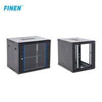 Porte vitrée OEM d'usine FINEN Armoire murale 19 "4U 6U 600X600 avec ventilateur