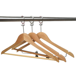 Cintre <span class=keywords><strong>antivol</strong></span> simple en métal et bois pour armoire d'hôtel, organisateur de vêtements brillant, crochets à vêtements - Product Image 3