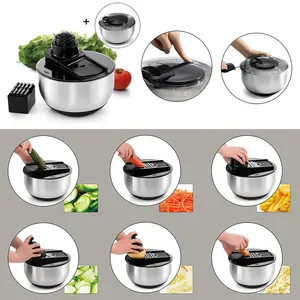 Hot Sale Kitchen Multifunctional Dry Salad Mixer Slicer Lettuce Vegetable Salad Spinner Stainless Steel