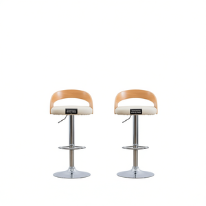 Tabourets de bar crème et brun clair avec base chromée, design moderne et contemporain pour usage commercial - Product Image 1