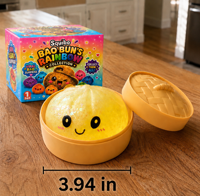 Balle anti-stress PTR à rebond lent, imprimée en typographie, remplie de billes éclatantes, en forme de dumpling, jouet sensoriel à presser pour le soulagement du stress, amusant, mignon, en TPR, pour fêtes