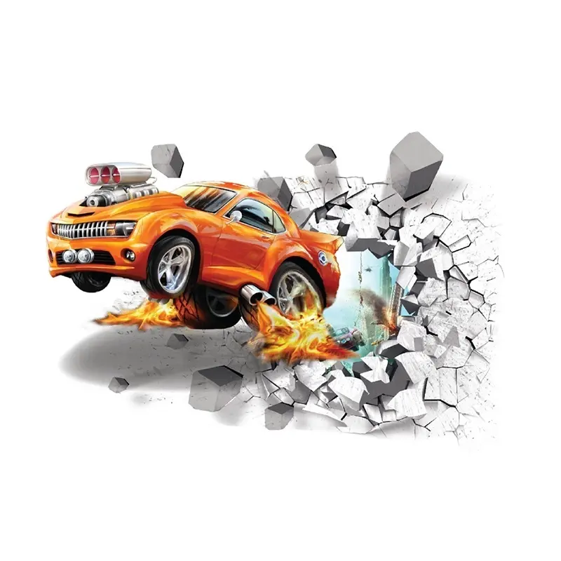New home decor Custom Made Car Design Wall Decal Eco-frindly PVC Removable 3D Home Wall Sticker