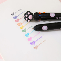 Bolígrafo de punta redonda 10 en 1 de 0.5 mm con diseño de pata de gato Macron, colorido y adorable, al por mayor