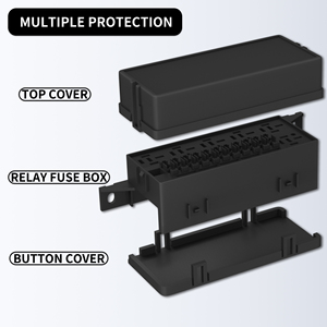 Boîtier de fusibles et de relais pré-câblé 11 voies 12V étanche pour automobile avec 6 prises de relais 4 broches et 11 emplacements de fusibles ATC/ATO - Product Image 4