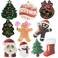 Patch de Noël Adorable en Paillettes Motif Bonhomme de Neige et Pain d'Épices, à Thermocoller, Accessoires Artisanaux pour Chapeaux et Sacs