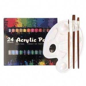 Wholesale EN71 Certified Non-Toxic OEM Acrylic Paint Set 24 Colors 12ml for Glass Canvas Paper - Product Image 1