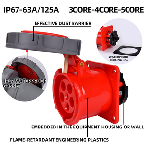 Iec60309 <span class=keywords><strong>63A</strong></span> 4pin công nghiệp cắm ổ cắm 380-415V IP67 <span class=keywords><strong>Cee</strong></span> kết nối 5pin <span class=keywords><strong>63A</strong></span> 3P + E + N 220-380/240- 415V IP67 công nghiệp cắm - Product Image 2