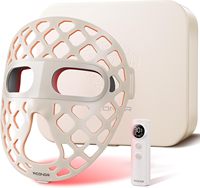 Masque portable en silicone réglable pour la thérapie par lumière rouge, 54 LED, 2600 mAh rechargeable, respirant, pour le visage/le corps/le cou, les mains, les jambes, raffermissant la peau