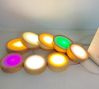 Base de lampe de nuit LED 3D carrée en bois avec contrôle tactile, lumière blanche chaude, alimentation USB, lampe en bois pour la décoration de la maison