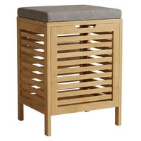 Panier à linge en bambou avec siège, panier à linge pliable avec couvercle, bac de rangement multifonctionnel pour vêtements sales dans la salle de bain ou la chambre