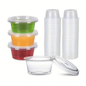 Gobelets en plastique jetables de 0,75 oz à 4 oz avec couvercles, pour sauces, soufflés, traiteur, restaurants - Product Image 1