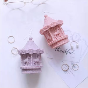 Vela Aromática de Cera de Soja Hecha a Mano con Forma de Carrusel en Colores Macarrón, Material de Cera de Abeja para Decoración del Hogar, para Navidad y Acción de Gracias - Product Image 5