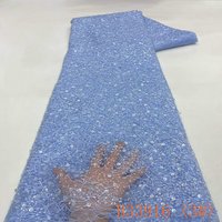 Tissu en dentelle brodée à sequins 100% polyester, tissu perlé écologique pour robes de mariée et vêtements de luxe, largeur 130 cm